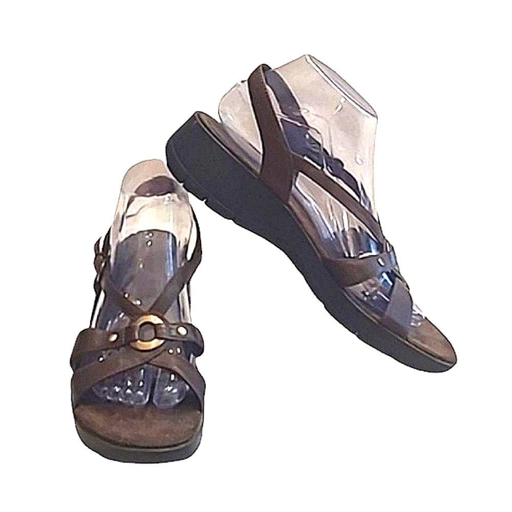 Beartraps Gladiator Strappy Sandals Adjustable Ankle Strap Boho Gold Accents